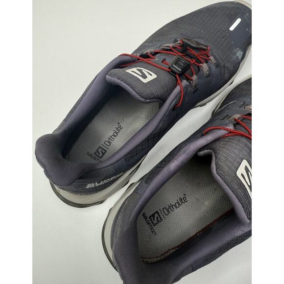 Men’s 11.5 Salomon Black and Red Athletic Hiking Trail Sneakers - Picture 11 of 12